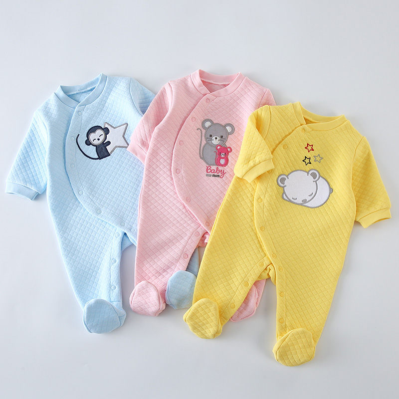 Baby Clothing Next - ベビーコットンロンパース服新生児長袖ユニセックスワンピースパジャマ新生児女の子男の子足つきオーバーオールジャンプスーツ衣装