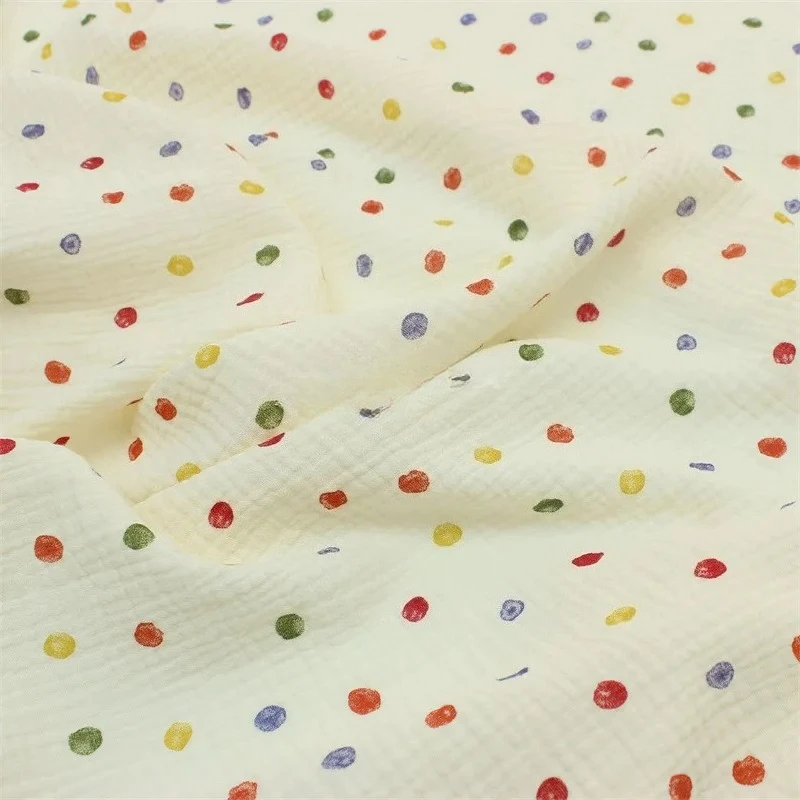 Baby Clothing Sewing - 135x50cm 多用途ダブルガーゼ生地、クラシックな水玉模様、ベビー服生地、家の装飾用縫製生地