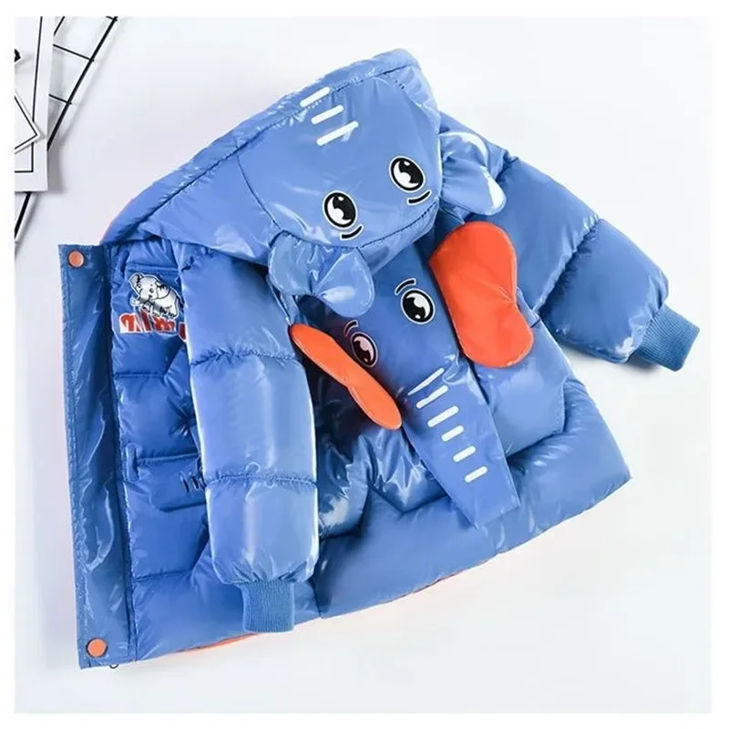 Baby Clothing Wash - 男の子用の漫画の絵が描かれた3Dベビーエレファント,厚くて暖かいジャケット,子供服,洗濯なし,3〜10歳,冬,2024