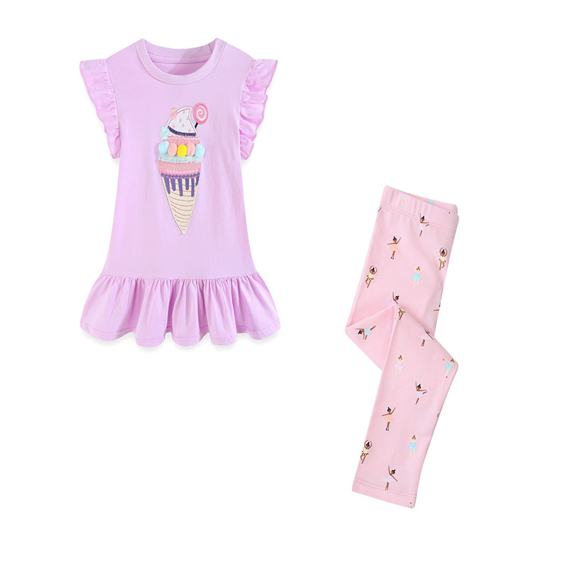 Toddler Legging Set - ジャンプメーター 2-7T ホット販売女の子服セットドレス + レギンスアイスクリームノースリーブ幼児服子供服スーツ