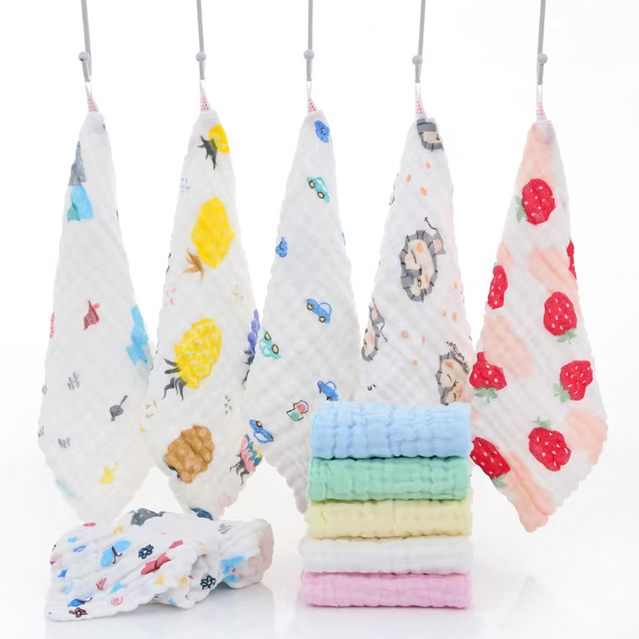 Baby Clothing Wash - 1/5 個ベビータオルランダムカラーモスリン 6 層綿ソフトキッズフェイスハンカチ入浴授乳手ぬぐいワイプげっぷ布