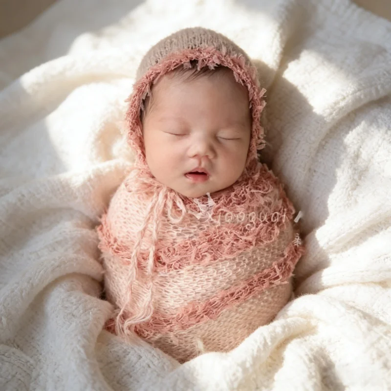 Baby Clothing Yarn - 赤ちゃんの写真撮影用小道具モヘアレース糸ラッピングクロス帽子新生児アート服幼児用写真撮影スタジオ撮影小道具