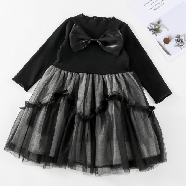 Baby Clothing Yarn - 女の子スカート 2026 春と秋の新作子供服韓国風女の子ベビー気質リボンメッシュ糸スプライシングスカート