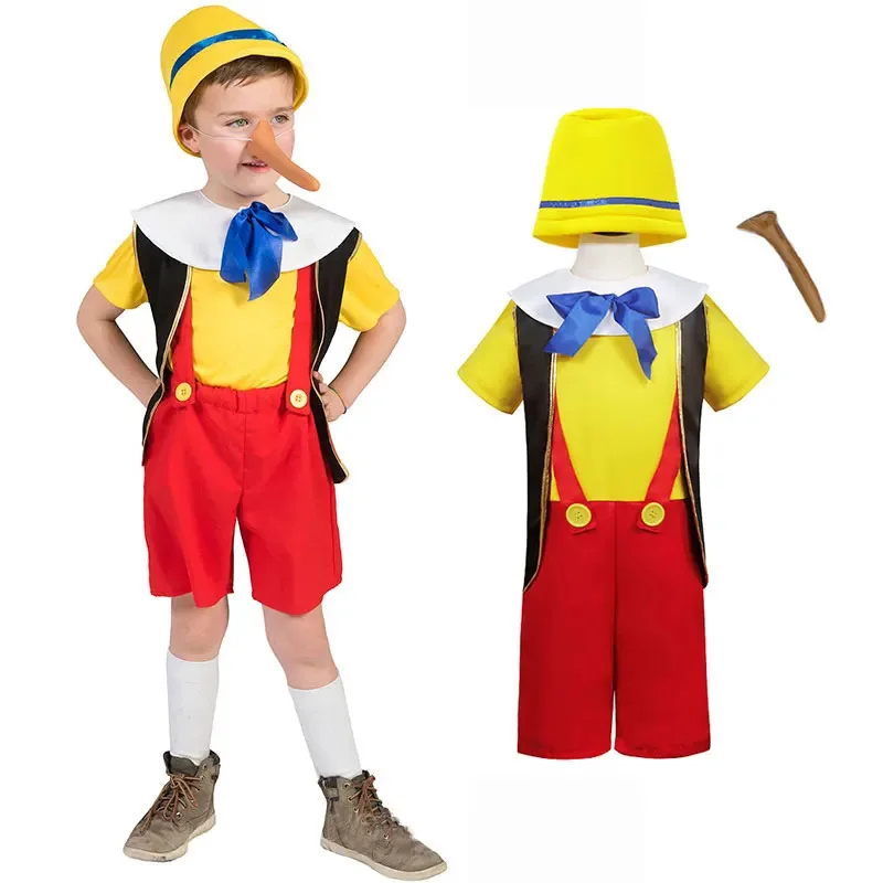 Toddler Legging Set - ABC1232025 新しいピノキオ人形コスチューム 子供用 幼児用 男の子用 長い鼻付き