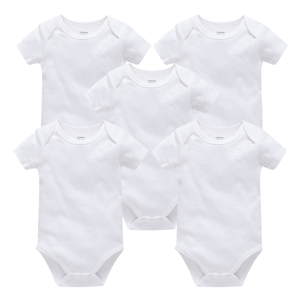 Baby Clothing Next - Kavkas 3 個 5 個赤ちゃん男の子女の子服固体白半袖コットンベビーボディスーツボディベベ 0-24