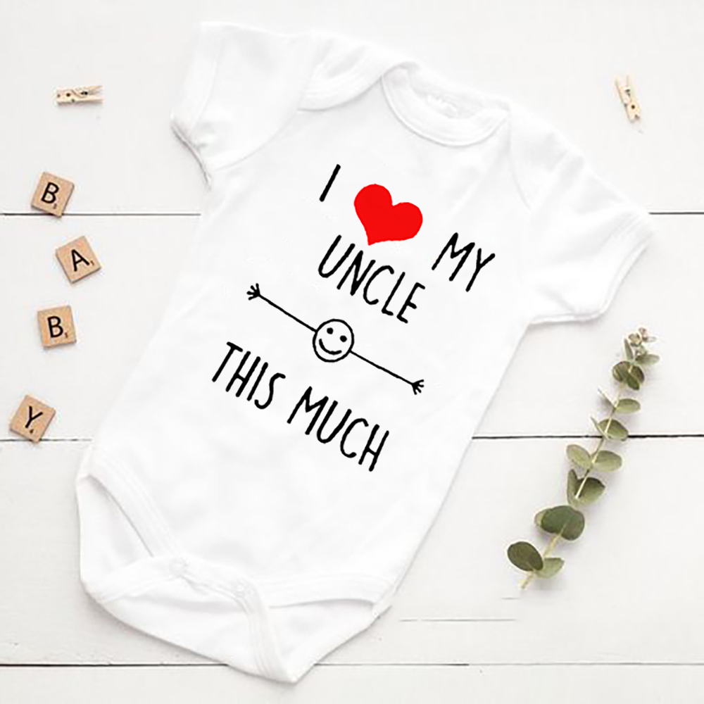 Baby Clothing Next - 私は叔父を愛していますこのほど新生児ロンパース幼児女の子男の子半袖服 Ropa 面白いかわいい笑顔プリントボディスーツギフト