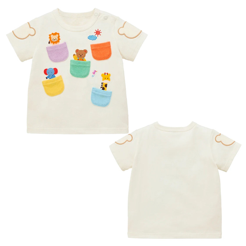 Baby Zoo Clothing - キッズベビー幼児用Tシャツかわいい動物園の動物クマ刺繍100％綿ソフト通気性トップ高品質子供服