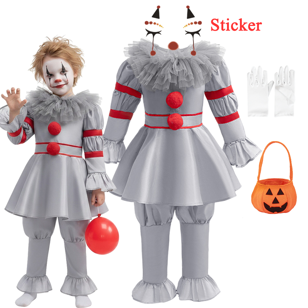Baby Clothing Europe - 男の子女の子コスプレ怖いピエロハロウィン衣装子供カーニバル子供コスプレパーティードレスアップ服