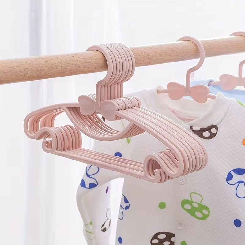 Baby Clothing Drying Rack - 10-100 個子供用プラスチックハンガーポータブル防風衣類ラックかわいい弓デザイン省スペース子供ベビー服乾燥オーガナイザー