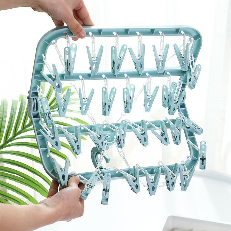 Baby Clothing Drying Rack - ホーム折りたたみ衣類ラック 32 クリップ付き大人と子供のタオル下着靴下ベビー多機能乾燥ラックポータブル