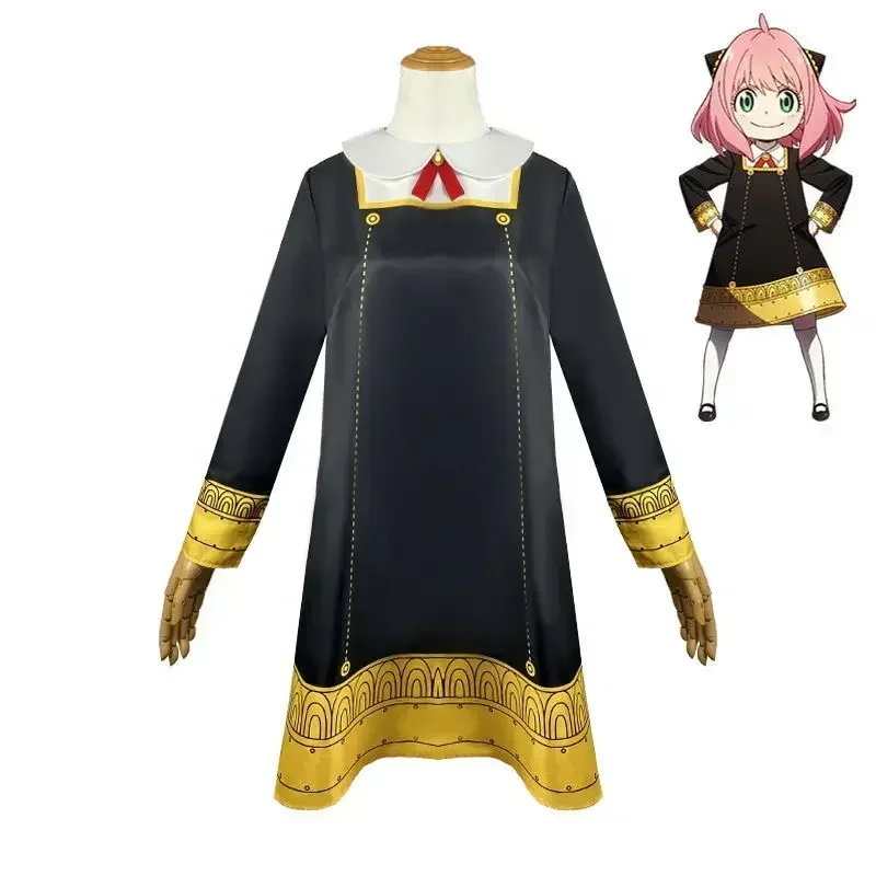 Toddler Legging Set - アニメスパイファミリーアーニャ偽コスプレ衣装幼児アーニャコスプラかわいい黒ドレスパーティー服ウィッグハロウィン女性女の子
