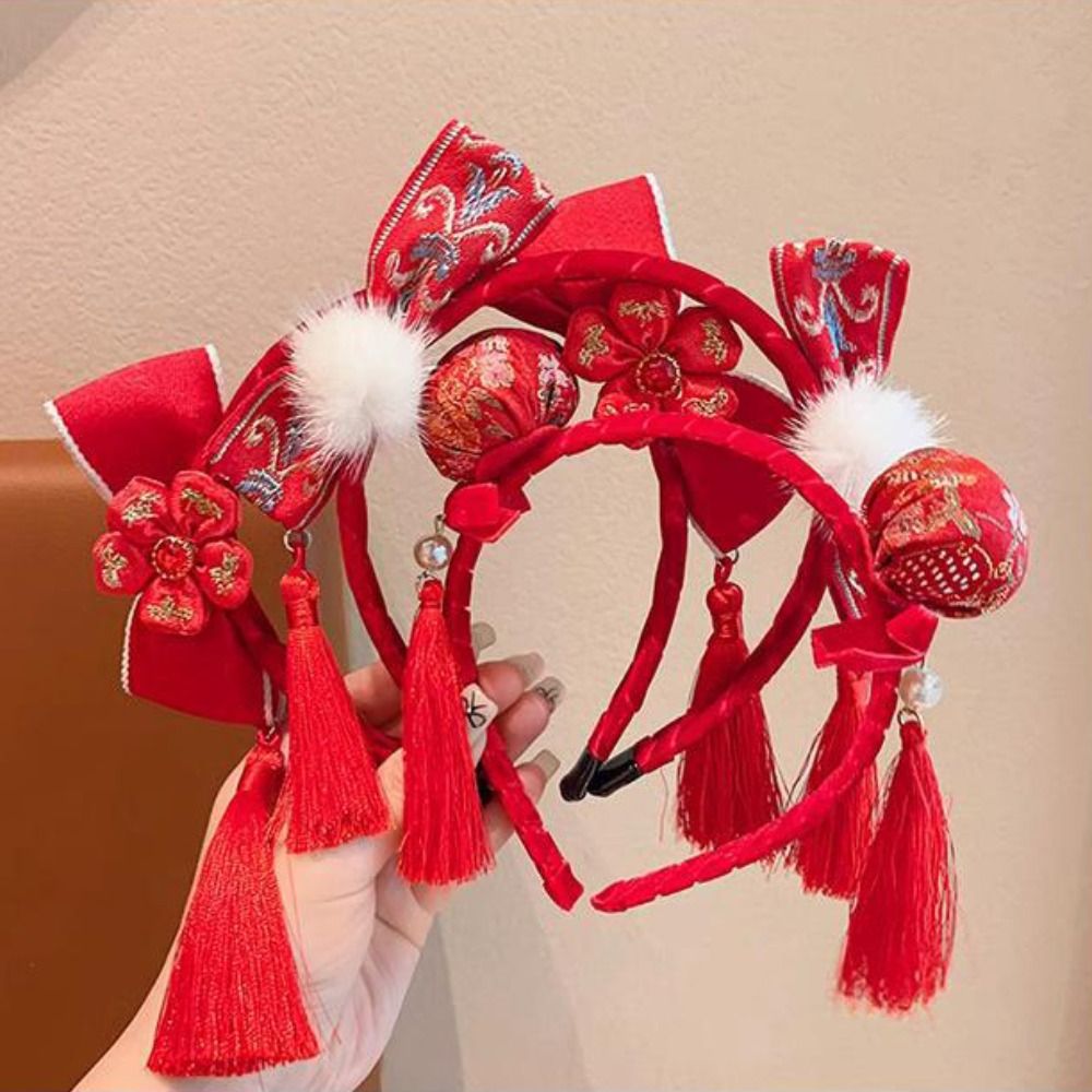 Baby Clothing Winter - オールマッチ Fuwa 中国の旧正月帽子ボールタッセル子供ヘッドバンド唐スーツヘアフープ漢服ヘアバンヘアフープベビー