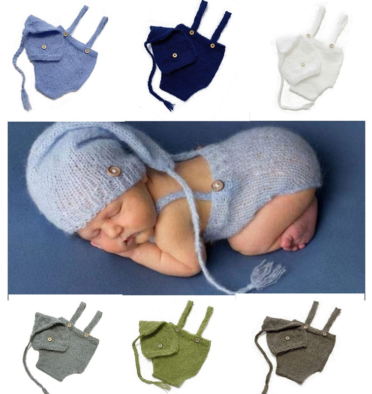 Baby Clothing Winter - 新生児写真アクセサリー用ニットウールハット、かぎ針編みの衣装、撮影、コスチュームアクセサリー用の服、2ピース/セット