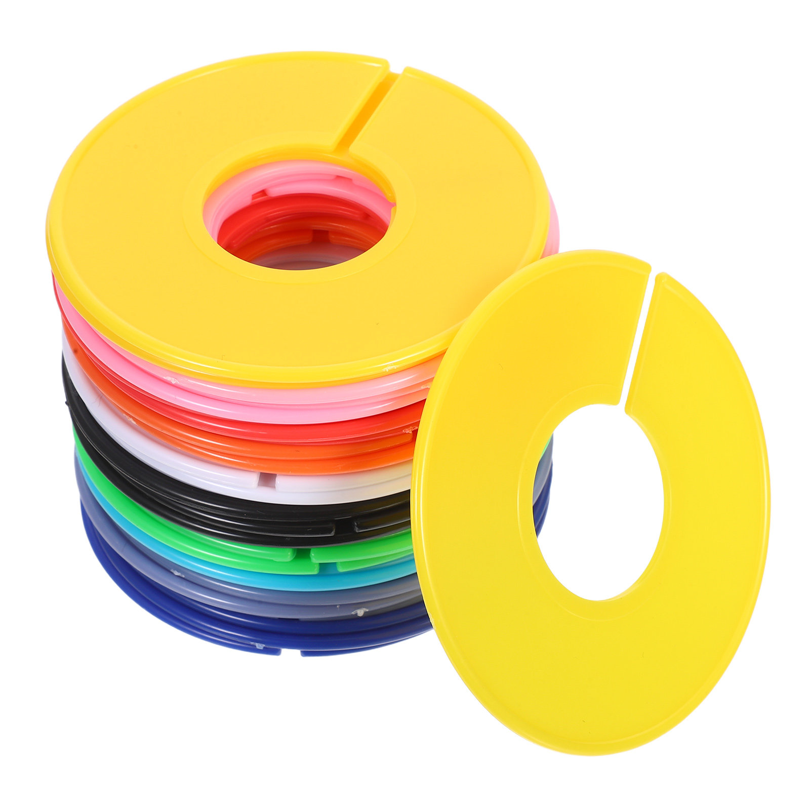 Baby Clothing Hanger Dividers - 30個入り 丸型衣類仕分けリング プラスチックハンガータグ カラーコード付き仕分けリング ベビー服小売店 ワードローブ