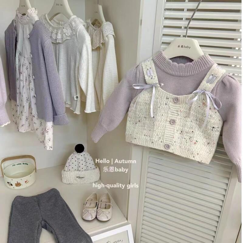 Baby Clothing Zipper - 2025年新作 可愛い韓国風ニットプルオーバーセーター 女の子 ベビー 子供 秋冬