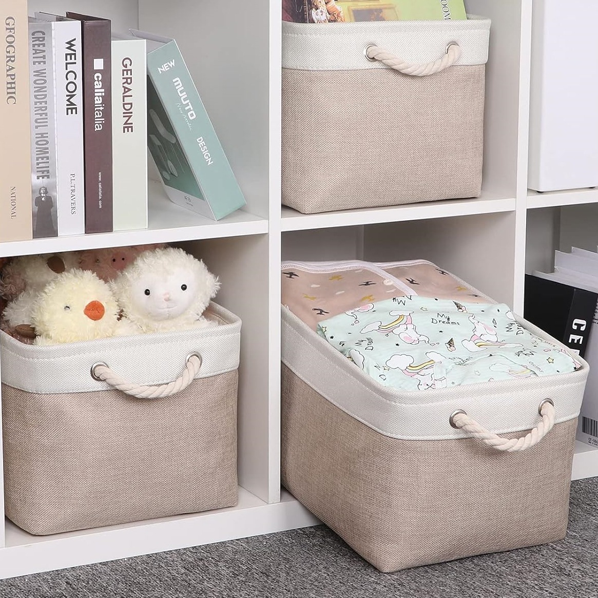Baby Clothing Clearance - 多機能雑貨整理バスケット折りたたみ収納バスケットリネンオーガナイザーボックス下着靴下赤ちゃんのおもちゃ収納バスケット