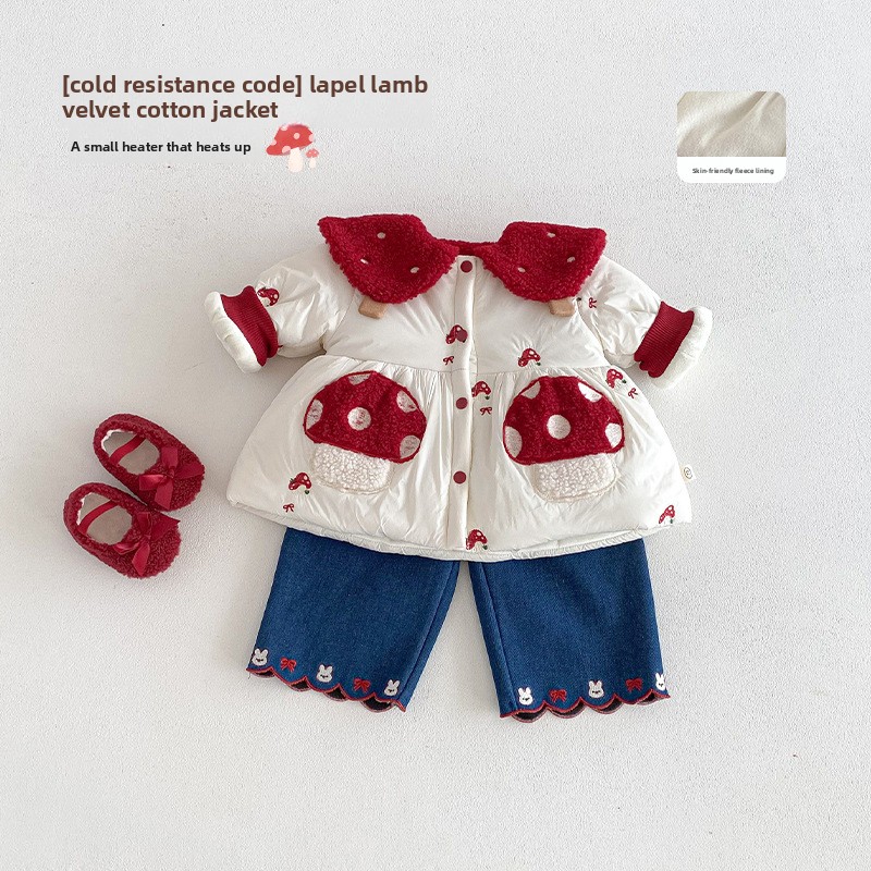Baby Clothing Winter - 女の子の西洋風新年服 2025年新作 冬用 1歳児ドレス 誕生日服 ベビーコットン
