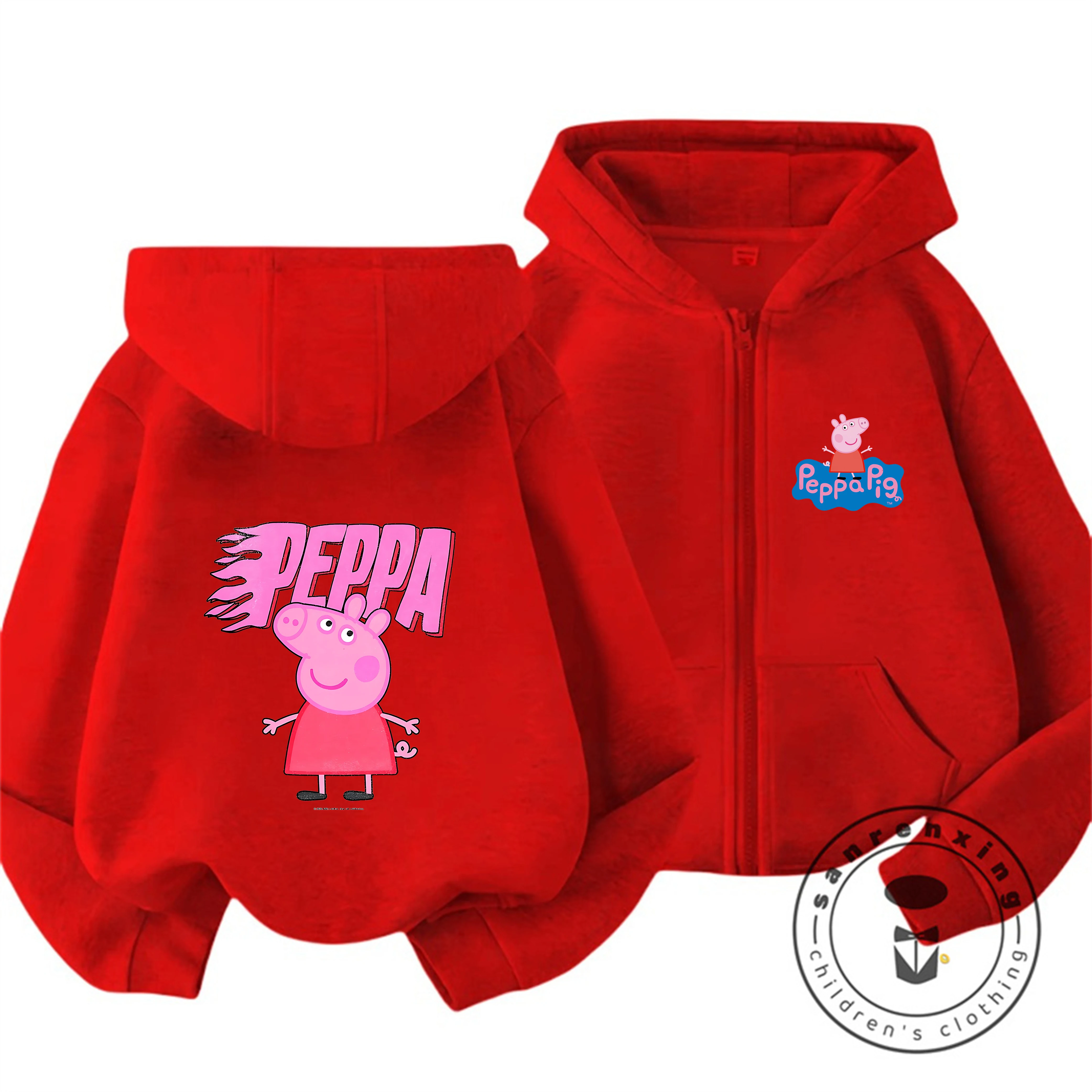 Baby Clothing Zipper - トレンディなホット漫画ジッパーパーカーかわいいカジュアル冬フード付き子供服ペッパピッグ子供 3 14