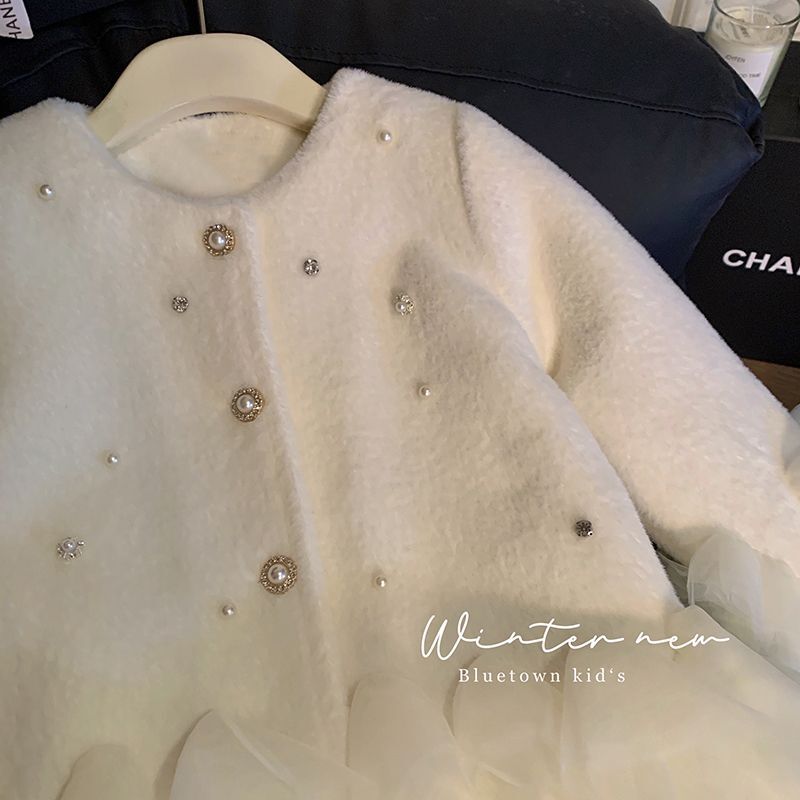 女の子の毛皮のようなプリンセスメッシュコート秋と冬の新しいミ - Baby Clothing Winter のレビューと価格