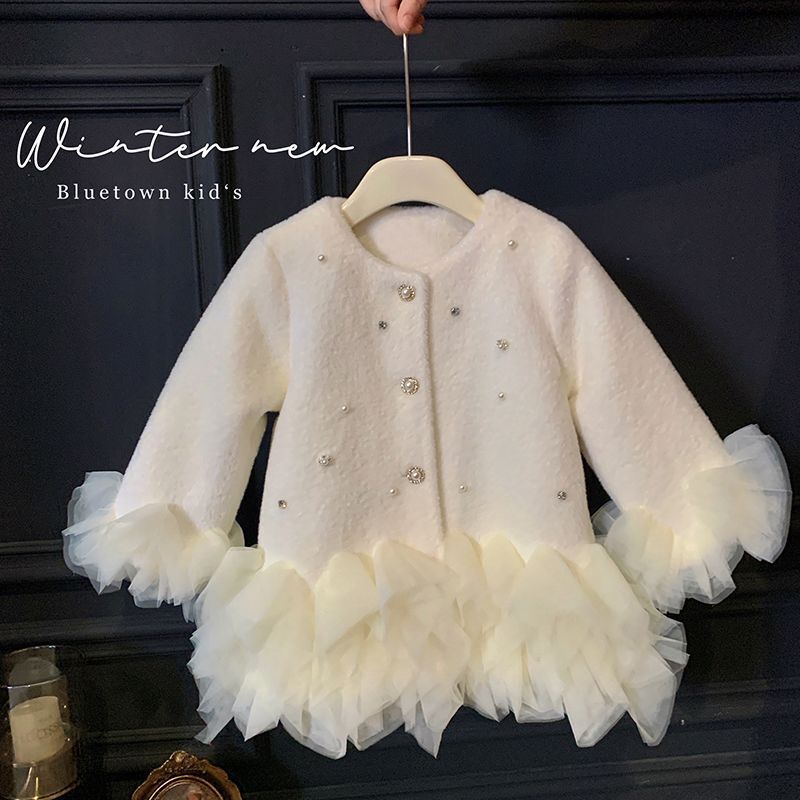 女の子の毛皮のようなプリンセスメッシュコート秋と冬の新しいミ - Baby Clothing Winter のレビューと価格