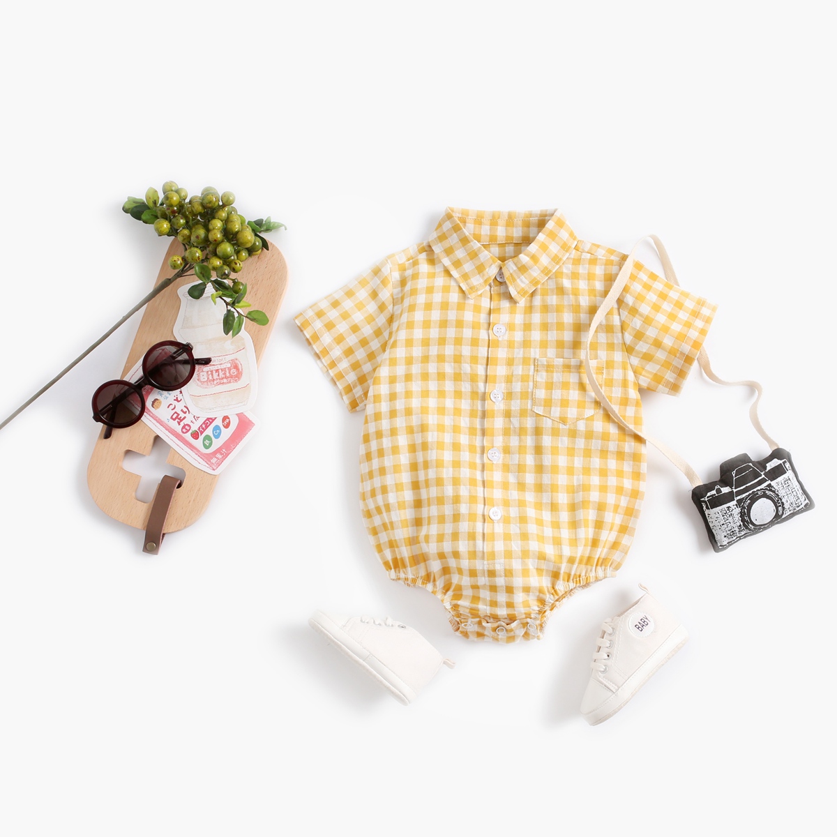 Sanlutoz 綿チェック柄男の子ボディスーツファッション - Baby Clothing Next のレビューと価格