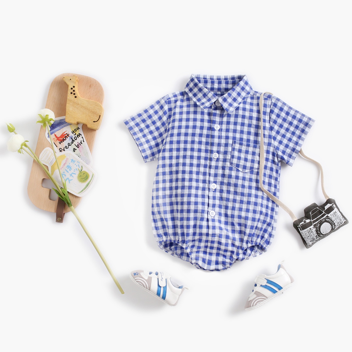 Sanlutoz 綿チェック柄男の子ボディスーツファッション - Baby Clothing Next のレビューと価格