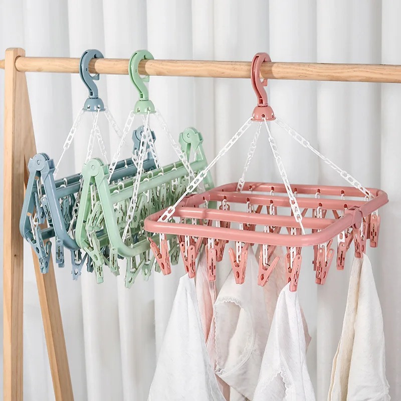 衣類乾燥ハンガー 32個のクリップとドリップ付き折りたたみ式 - Baby Clothing Drying Rack のレビューと価格