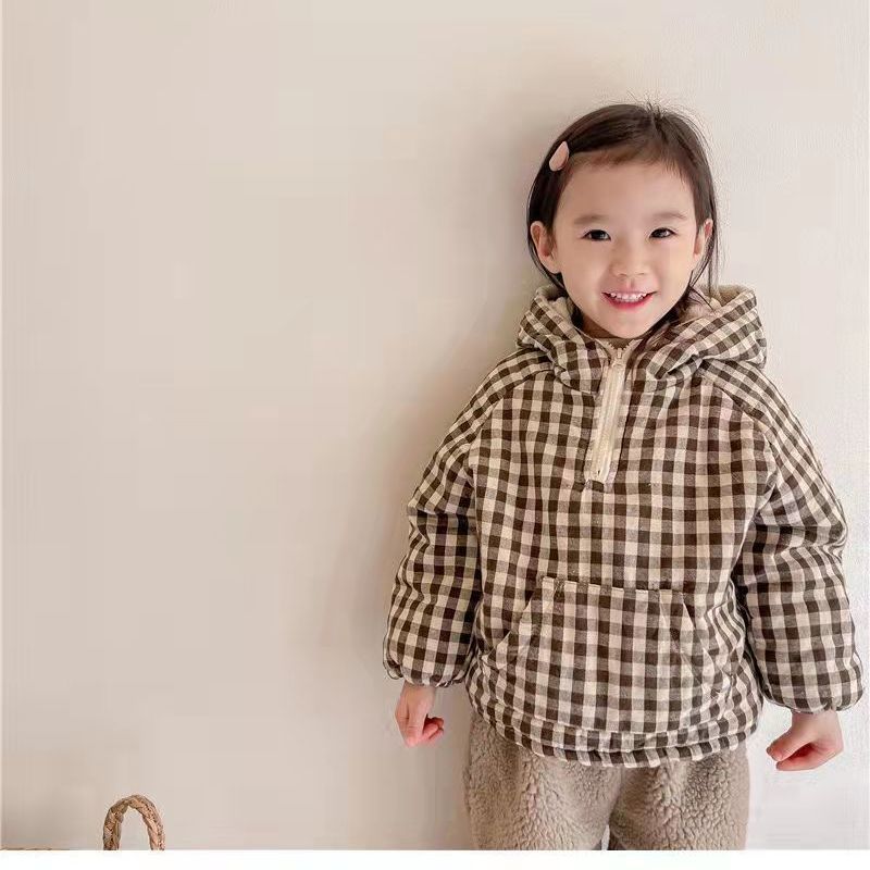ファッションチェック柄キッズジャケット2026韓国風厚手コッ - Baby Clothing Zipper のレビューと価格