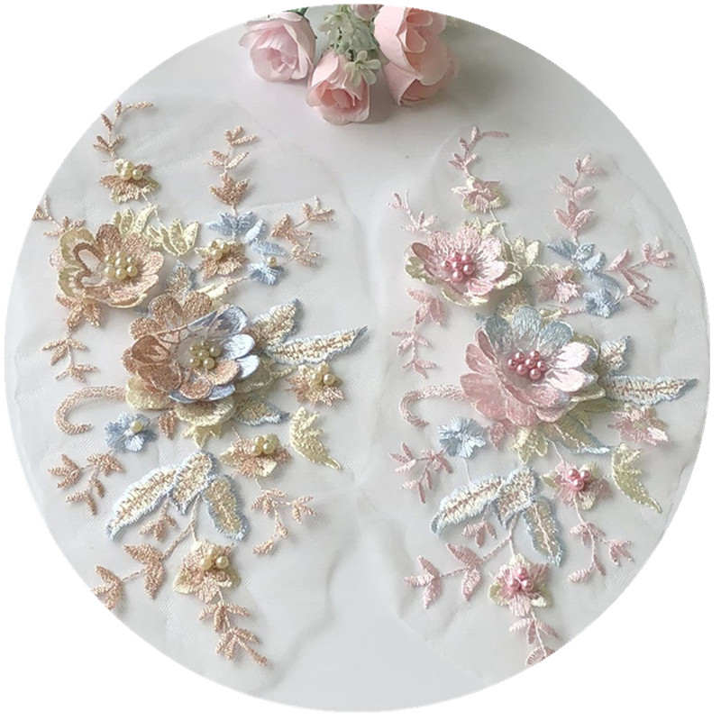 レースメッシュ刺繍生地,1ピース,3D花のアップリケ,結婚式 - Baby Clothing Sewing のレビューと価格