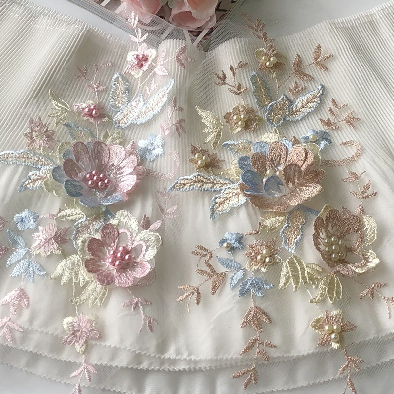 レースメッシュ刺繍生地,1ピース,3D花のアップリケ,結婚式 - Baby Clothing Sewing のレビューと価格