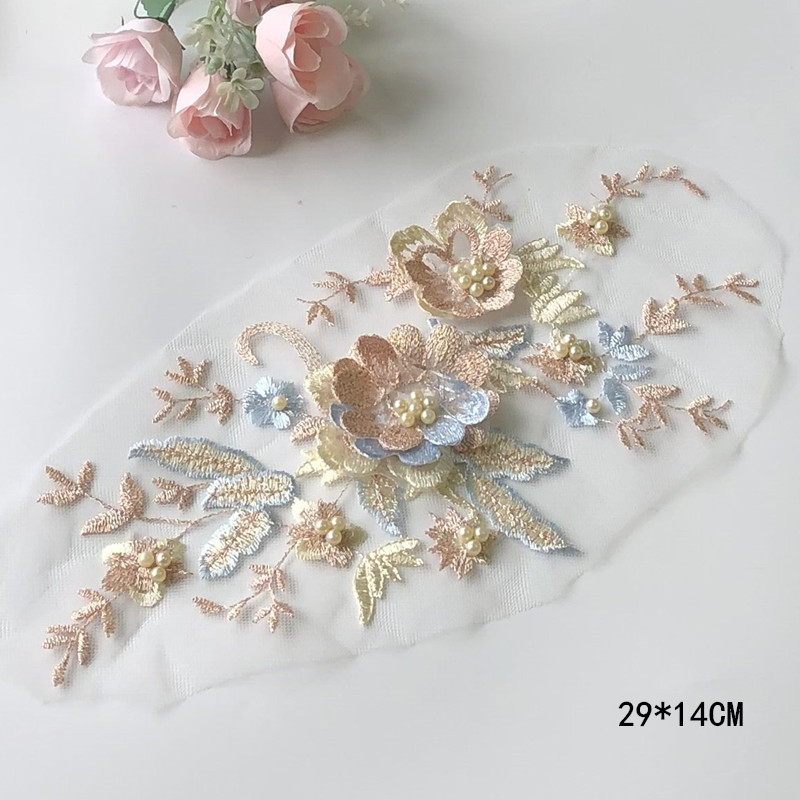 レースメッシュ刺繍生地,1ピース,3D花のアップリケ,結婚式 - Baby Clothing Sewing のレビューと価格