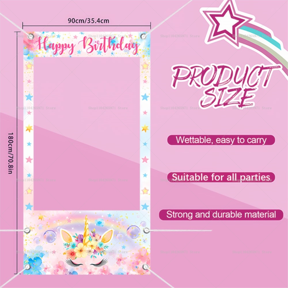 ユニコーンテーマフォトブースフレーム小道具女の子新生児1歳の - Baby Clothing Event のレビューと価格