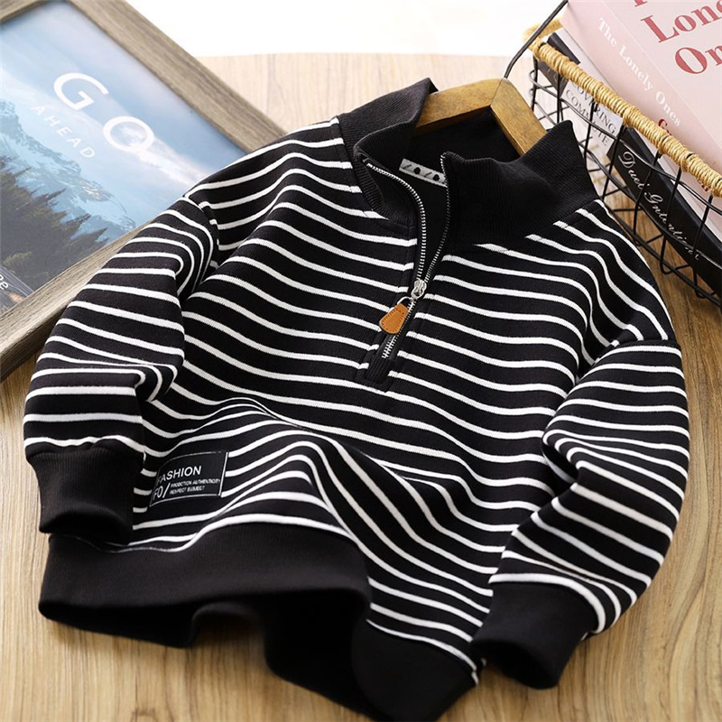 男の子ストライプトレーナー春秋女の子カジュアルプルオーバービ - Baby Clothing Zipper のレビューと価格
