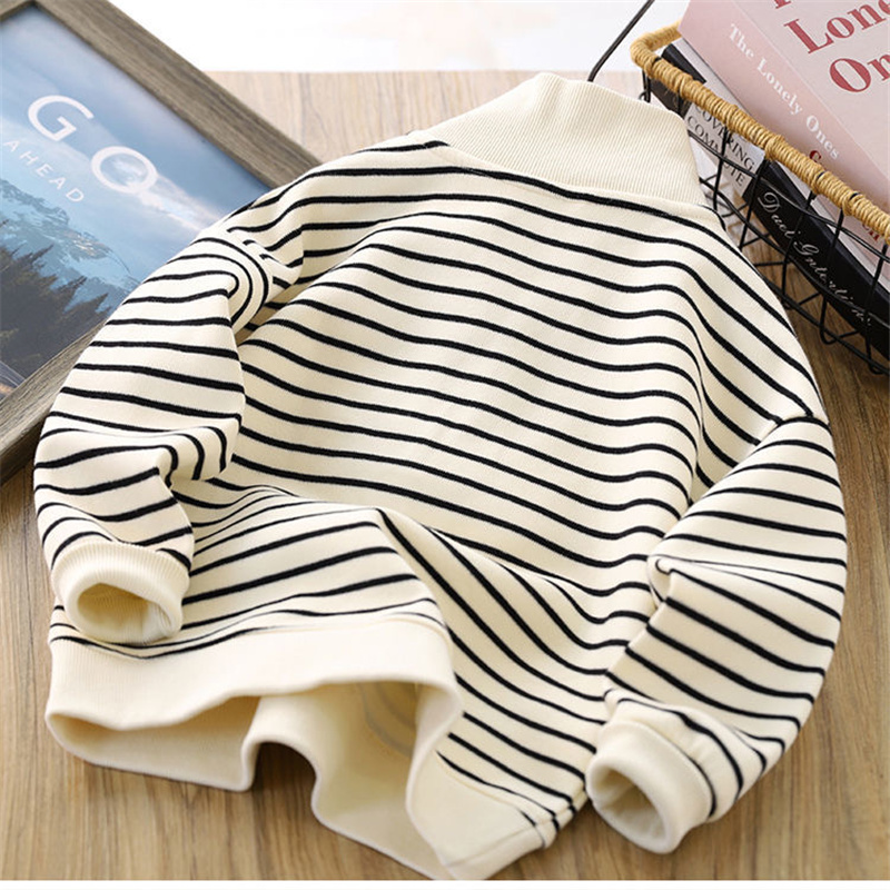 男の子ストライプトレーナー春秋女の子カジュアルプルオーバービ - Baby Clothing Zipper のレビューと価格