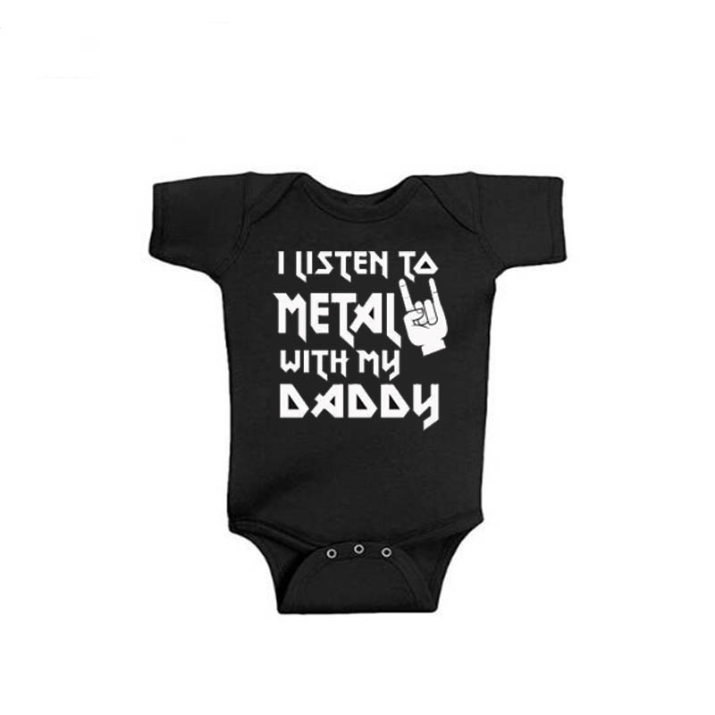 新生児用の楽しい半袖ボディスーツ,パパとママと一緒に金属を聞 - Baby Clothing Next のレビューと価格
