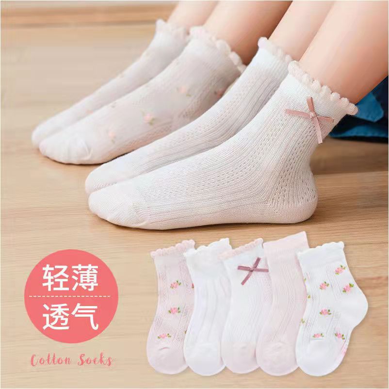 女の子の靴下かわいい花柄子供靴下 5 ペア/ロット春夏綿子供 - Baby Clothing Knitting Patterns のレビューと価格