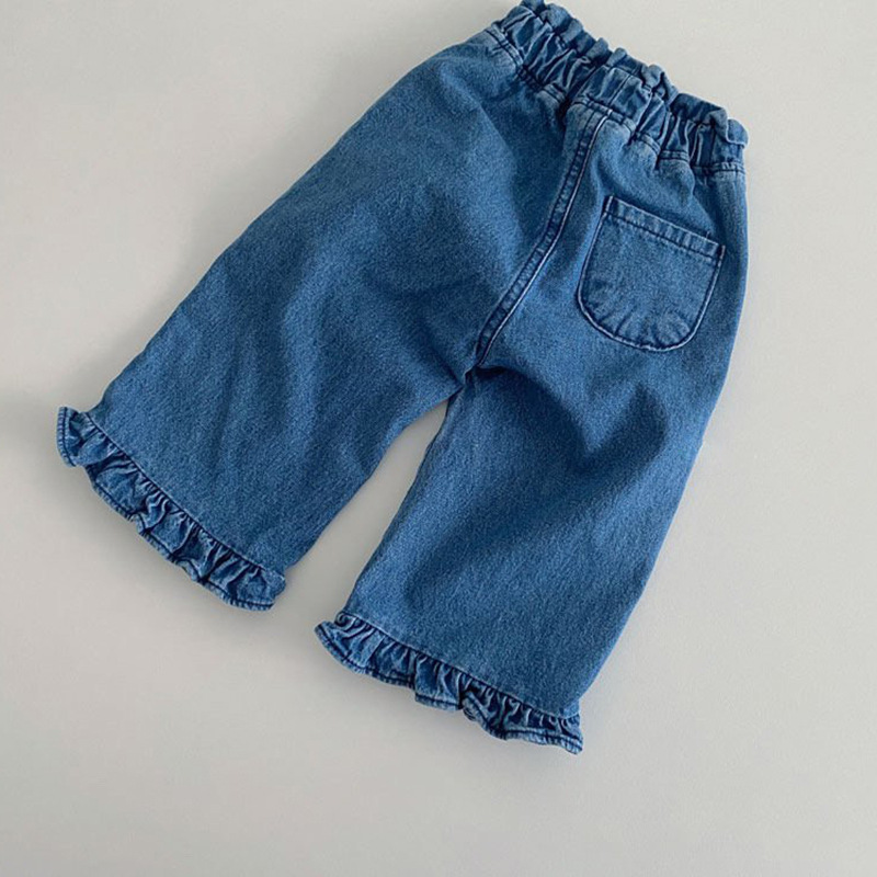 女の子の赤ちゃんのためのフリルとポケット付きのジーンズ,子供 - Baby Clothing Wash のレビューと価格