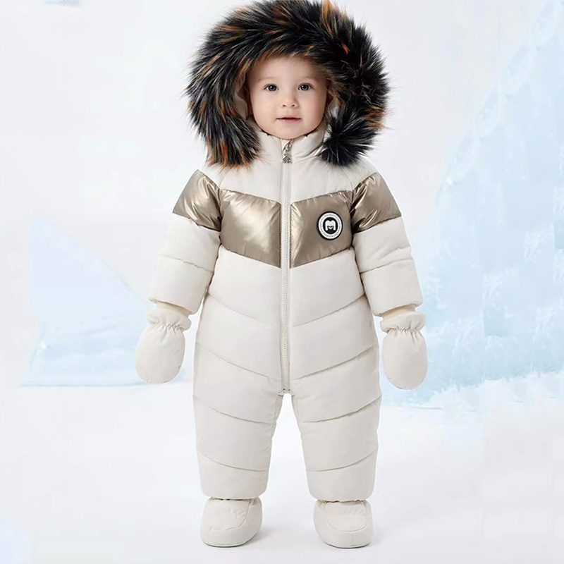 冬新生児ロンパース手袋付き暖かい厚みのある女の赤ちゃん服フー - Baby Clothing Winter のレビューと価格