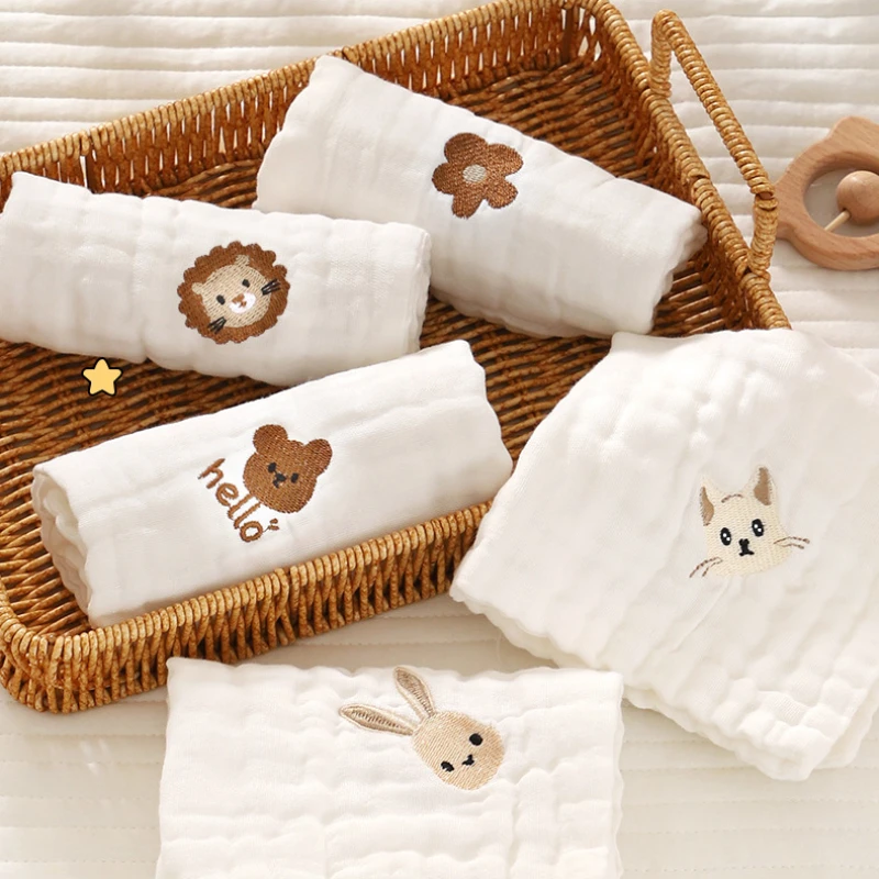 6 層綿刺繍ベビー唾液タオルハンドフェイスワイプ新生児よだれ - Baby Clothing Wash のレビューと価格