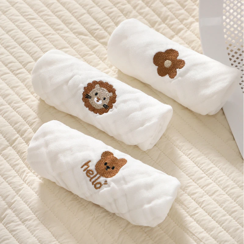 6 層綿刺繍ベビー唾液タオルハンドフェイスワイプ新生児よだれ - Baby Clothing Wash のレビューと価格