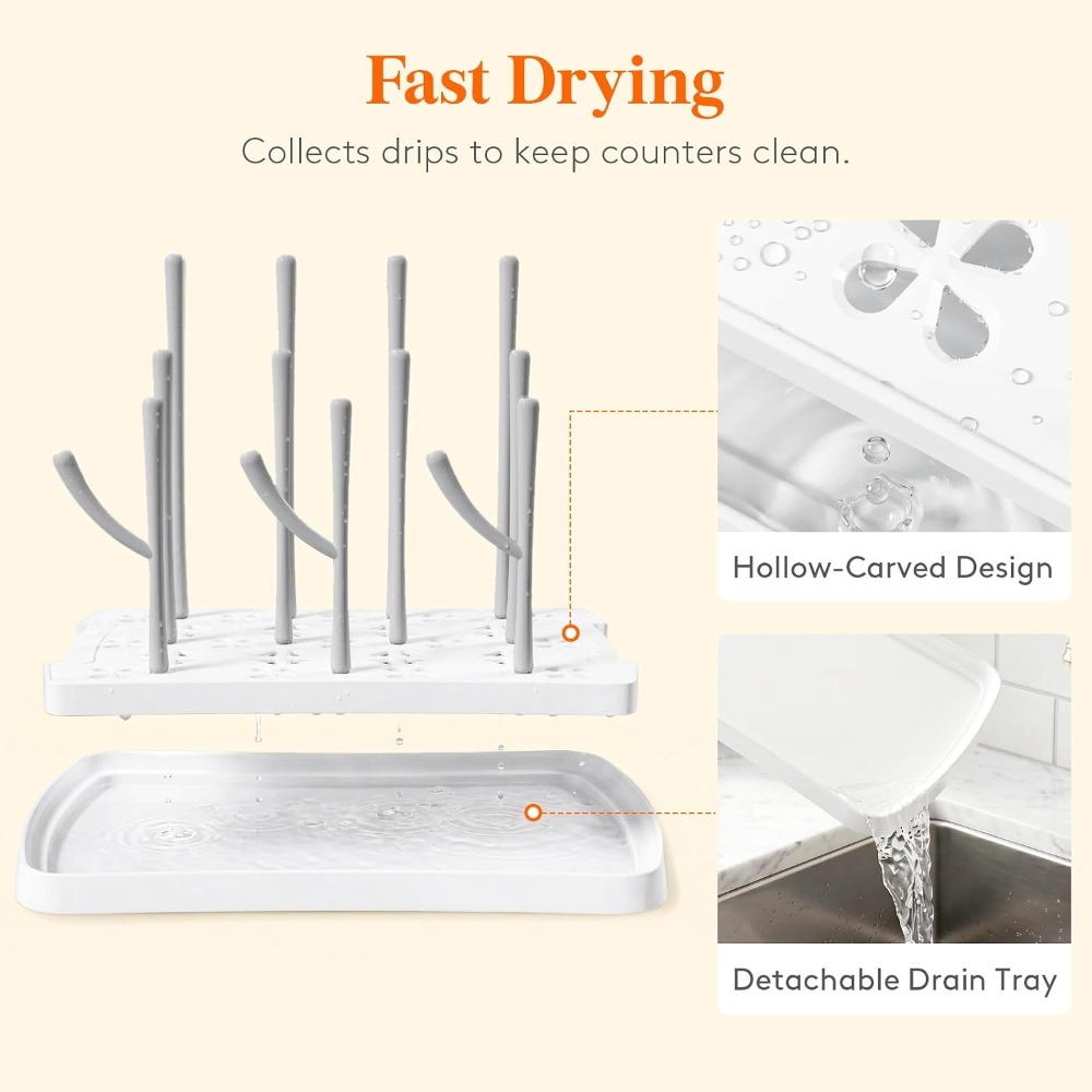 ベビーボトル乾燥ラック トレイ付き ポータブルボトル乾燥ツリ - Baby Clothing Drying Rack のレビューと価格