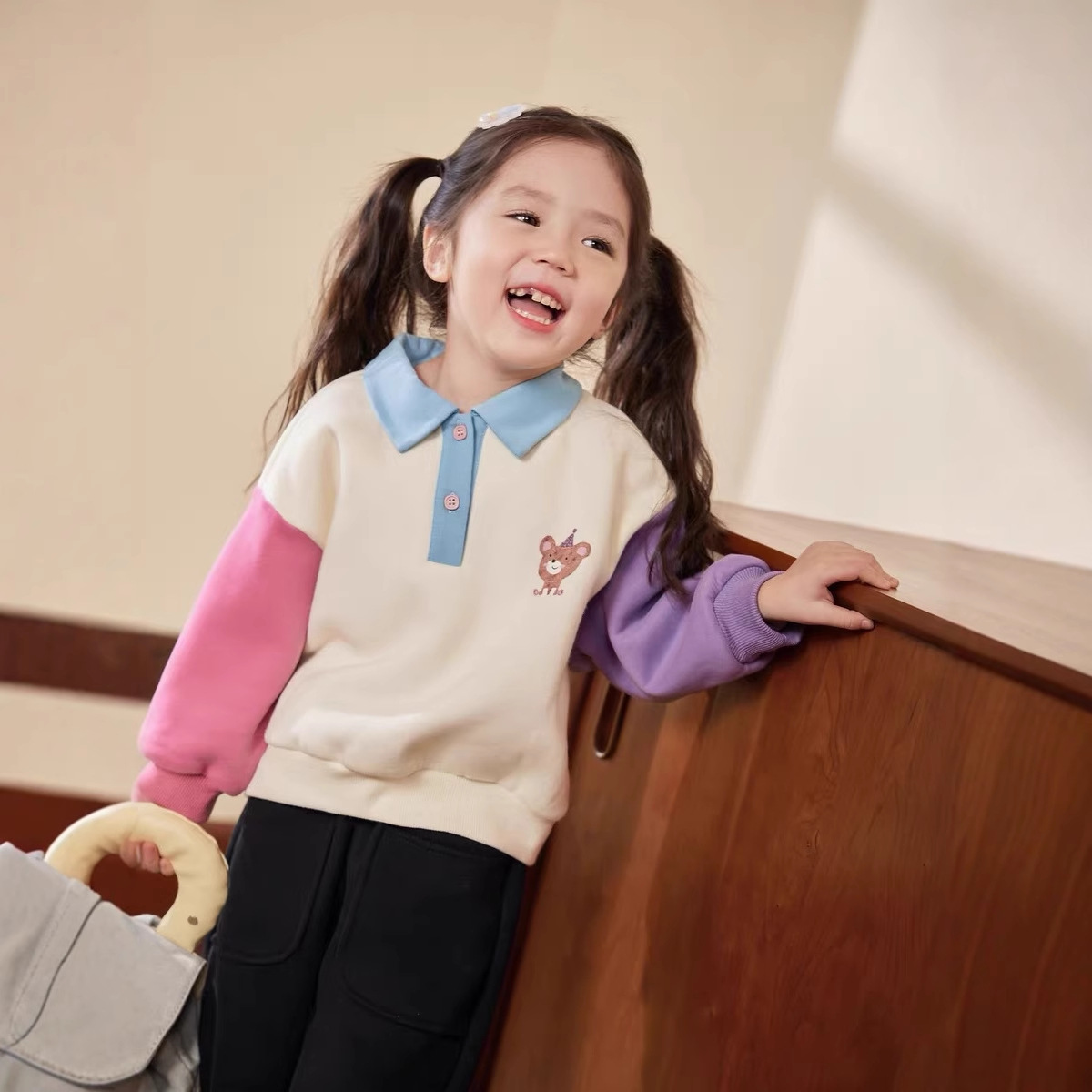 クリーム色のホームウェア、ベビーポロカラーフーディー、レディ - Baby Clothing Winter のレビューと価格