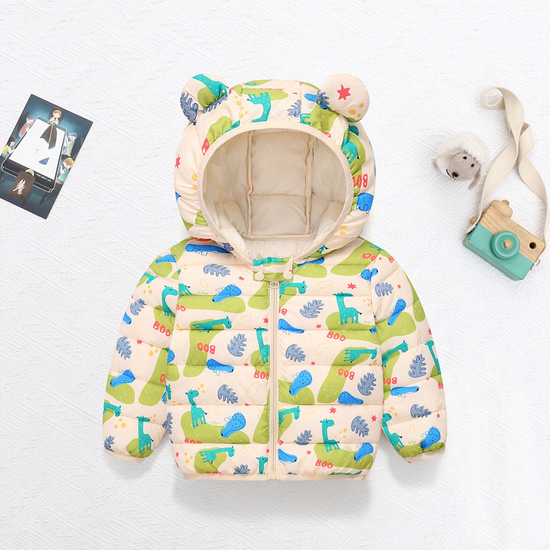 子供の綿のコート赤ちゃん漫画ダウンジャケット男の子フード付き - Baby Clothing Zipper のレビューと価格