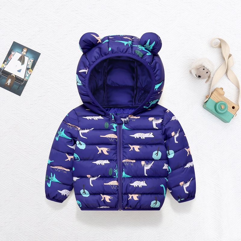 子供の綿のコート赤ちゃん漫画ダウンジャケット男の子フード付き - Baby Clothing Zipper のレビューと価格