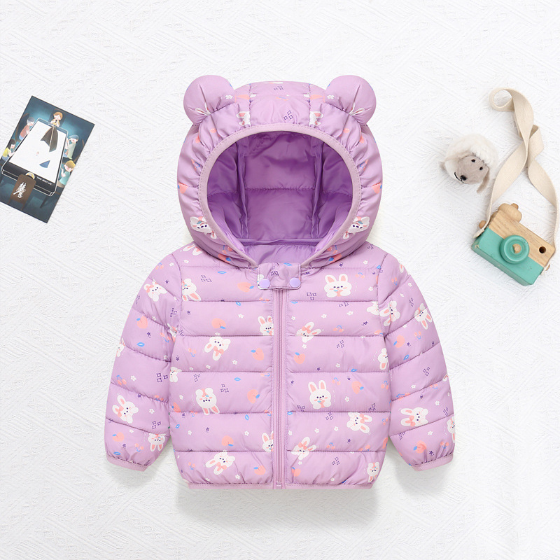 子供の綿のコート赤ちゃん漫画ダウンジャケット男の子フード付き - Baby Clothing Zipper のレビューと価格