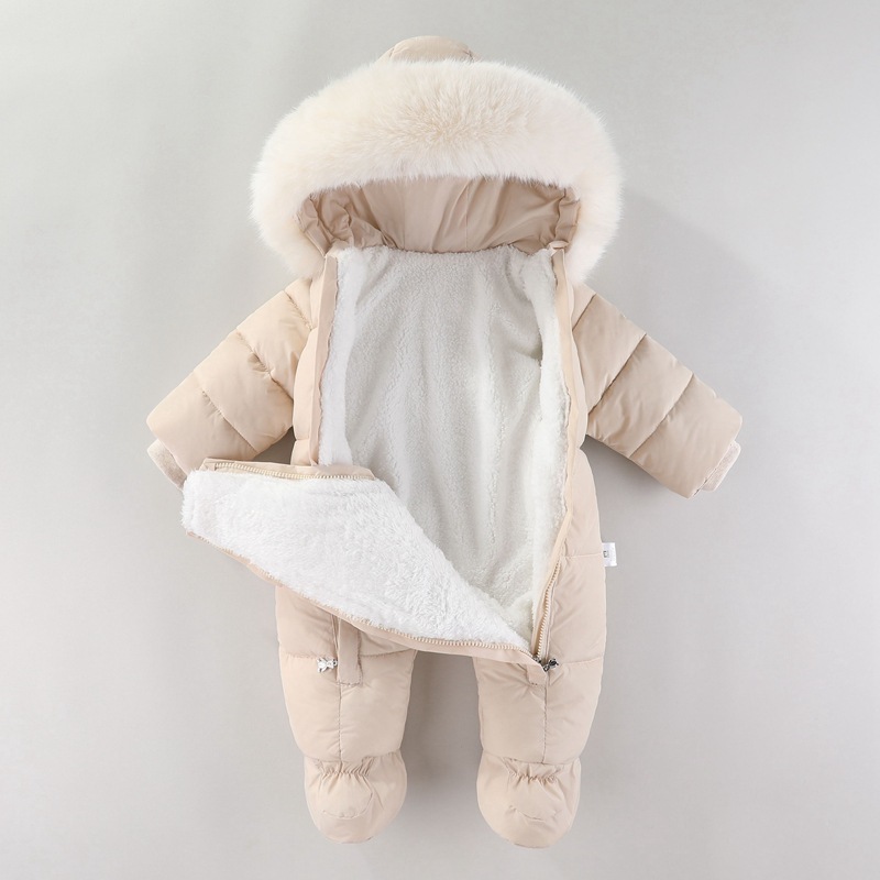 生まれたばかりの赤ちゃんのためのフード付きロンパース,厚いベ - Baby Clothing Winter のレビューと価格