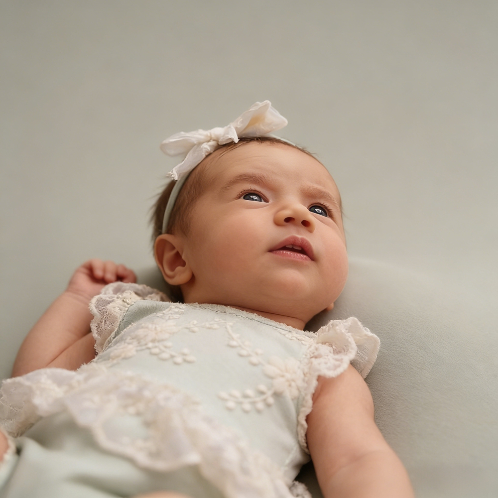 気まぐれな新生児女の子用パステルグリーンレースフリルロンパー - Baby Clothing Next のレビューと価格